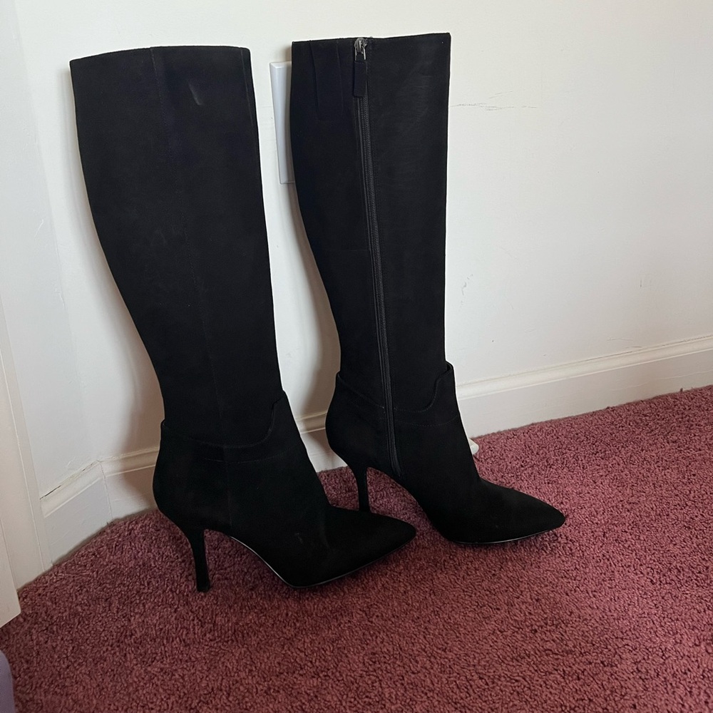 New Nine West Black Suede Tall Boots Size 9 Boots